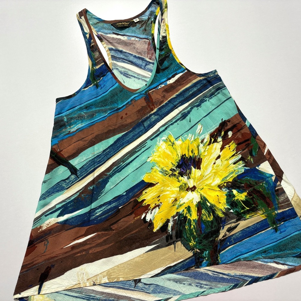 Vintage Jams World Tank Top Rayon Hawaii USA Floral Oil Pant AOP Size Small